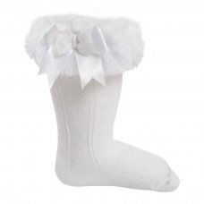 GS218-W: White Knee-Length Tutu Socks (NB-24 Months)